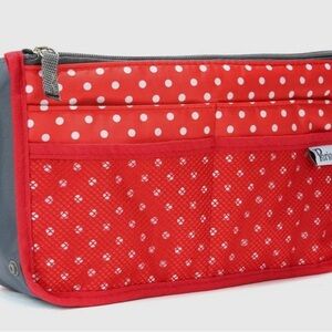 Chic Red Polka Dot Cosmetic Organizer Small 8.7"x5.9"x3.5"